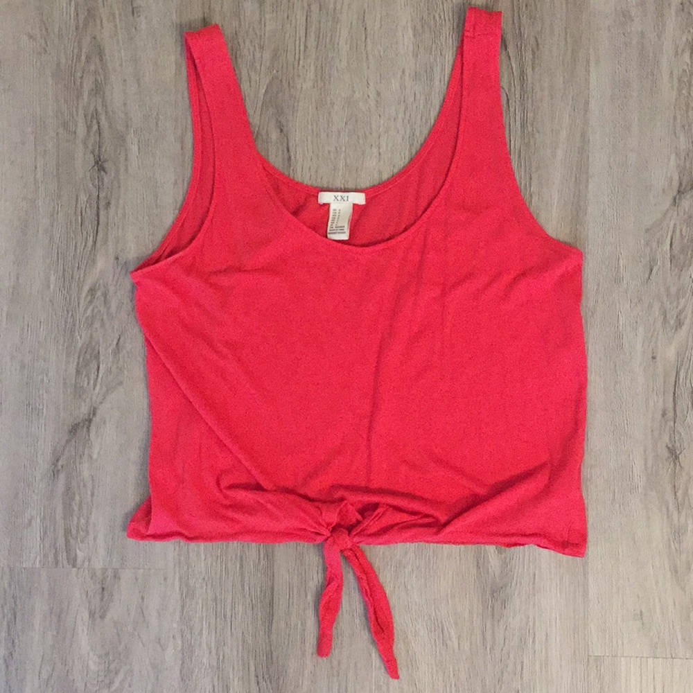 Forever 21 women's small coral crop top tie tank